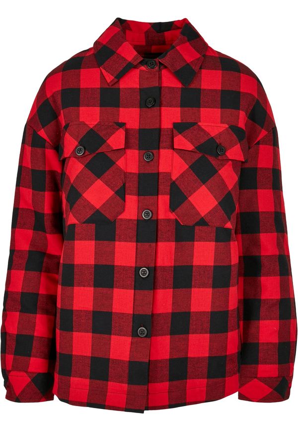 Urban Classics Women's flannel padded overshirt black/red