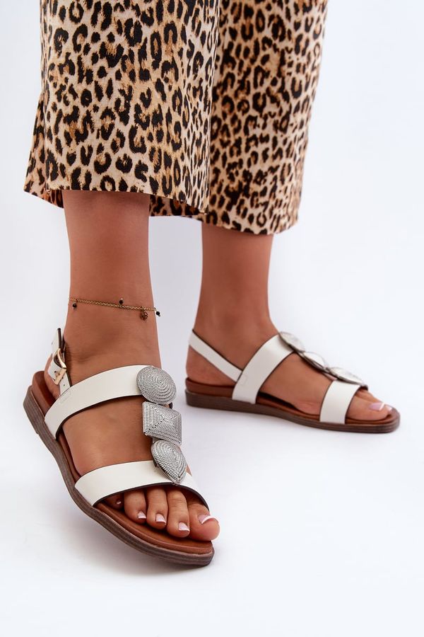 Kesi Women's flat sandals with embellishments Sergio Leone White