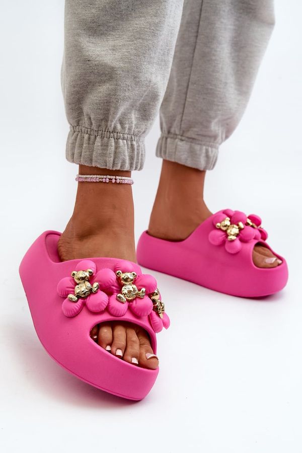 Kesi Women's foam slippers with embellishments on a thick sole Fuchsia Bremavia