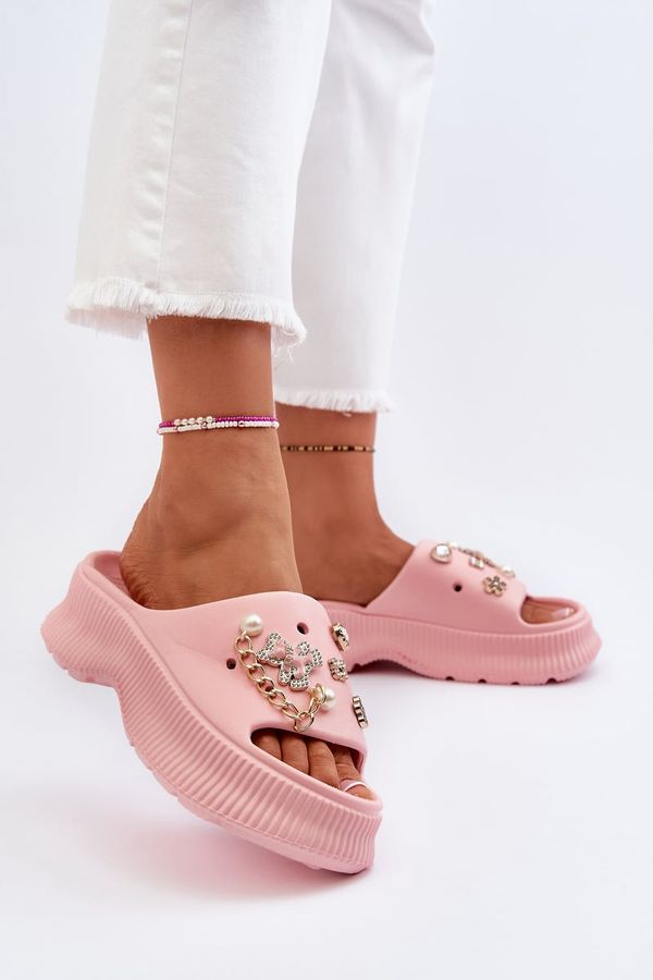Kesi Women's foam slippers with embellishments, pink Afariana