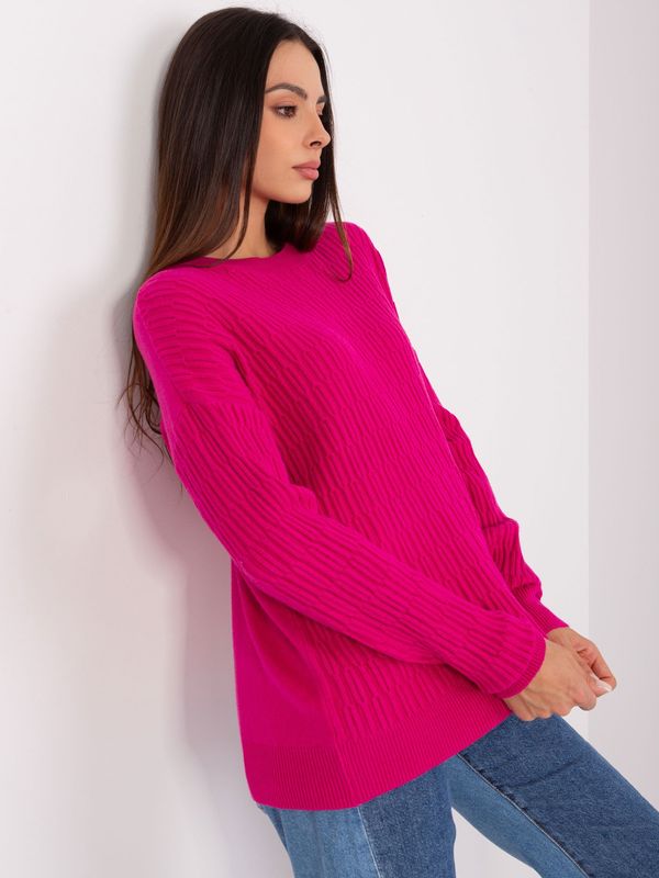 Fashionhunters Women's Fuchsia Classic Viscose Sweater