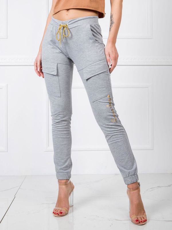 Fashionhunters Women's grey cotton sweatpants