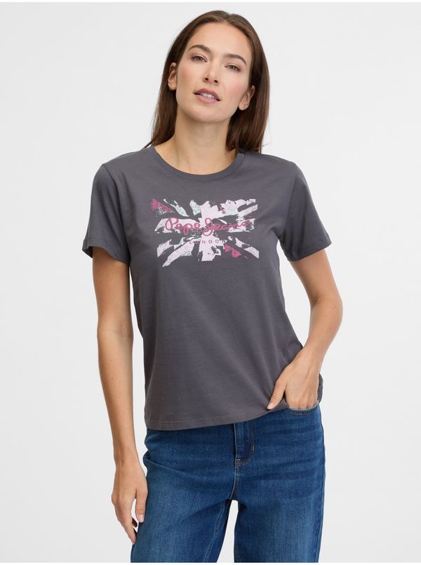 Pepe Jeans Women's Grey T-Shirt with Pepe Jeans Print - Women