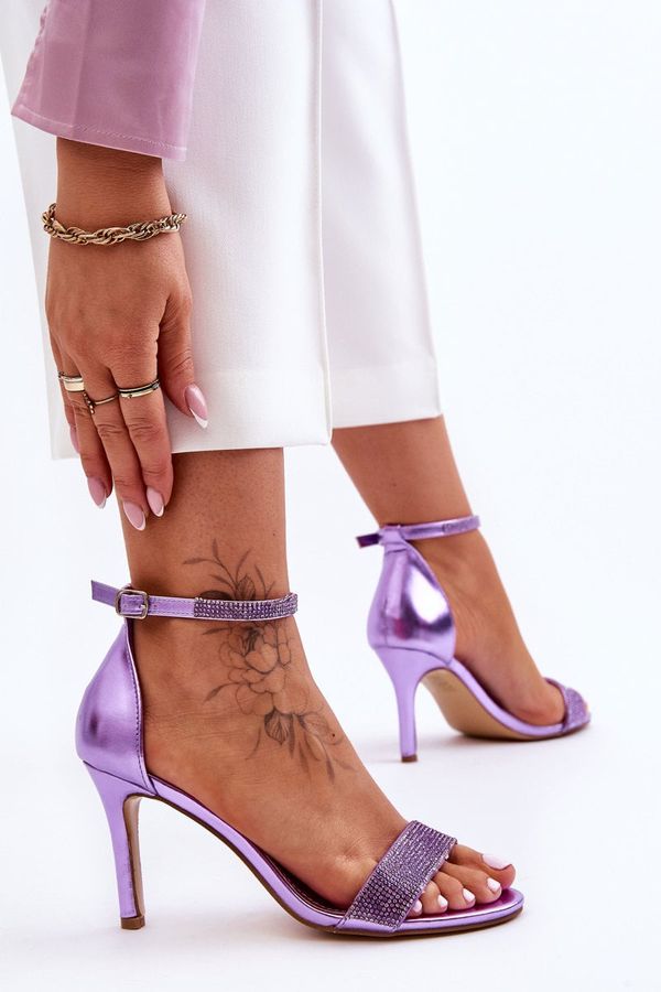 Kesi Women's High heel sandals with rhinestones purple Perfecto
