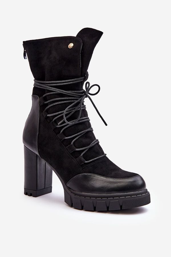 Kesi Women's high-heeled ankle boots with Black Artie lacing