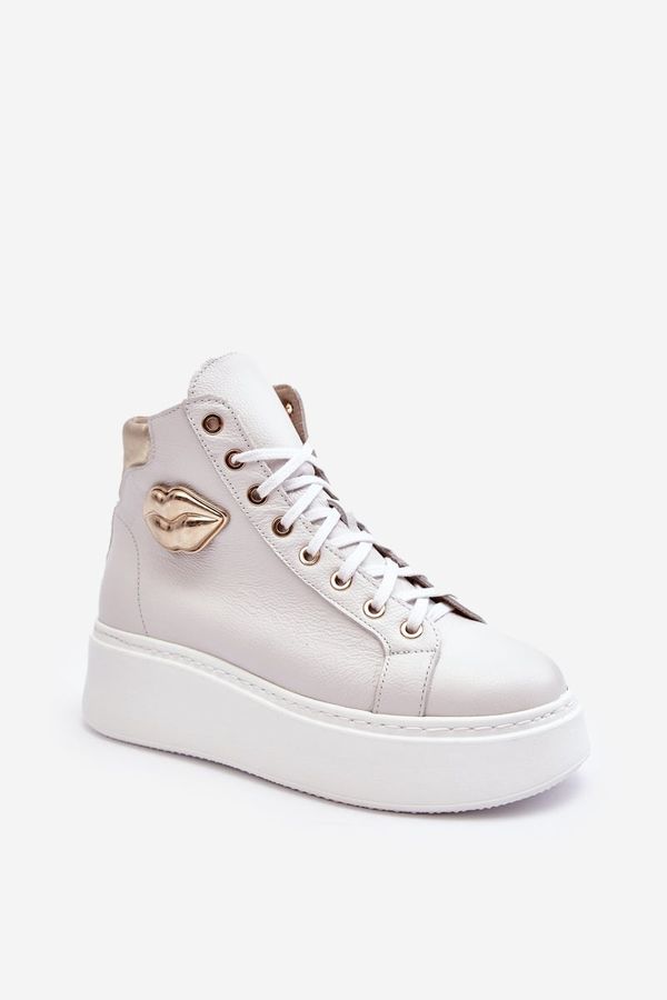 LEMAR Women's High-Top Zipper Sneakers Lemar White Katerin