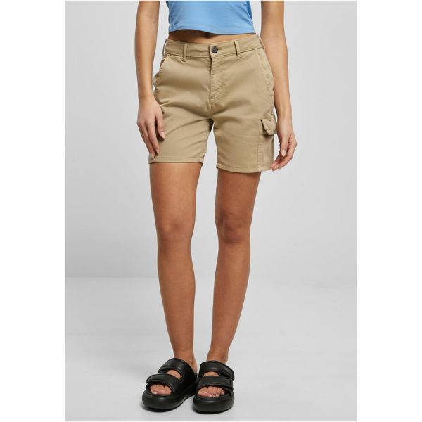 Urban Classics Women's High Waisted Cargo Shorts Union Beige