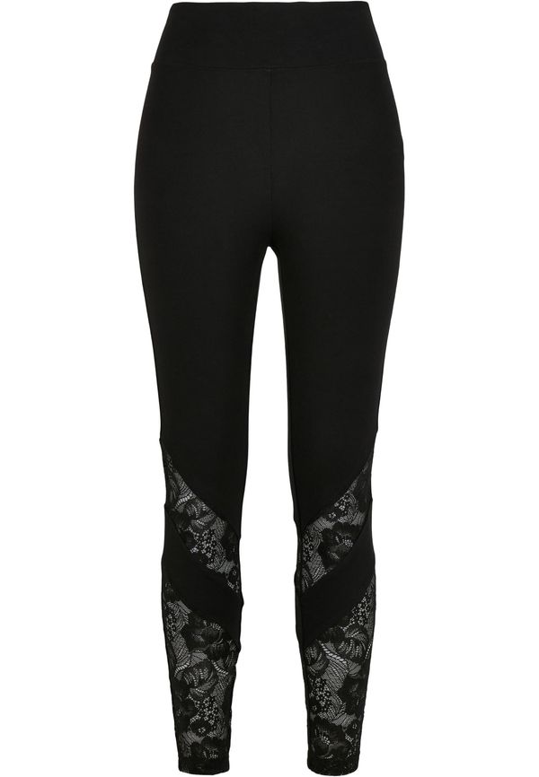 Urban Classics Women's High Waisted Lace Leggings Black