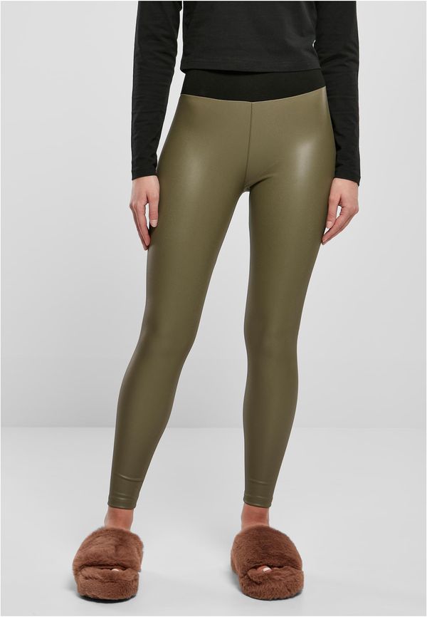 UC Ladies Women's high-waisted synthetic leather leggings olive