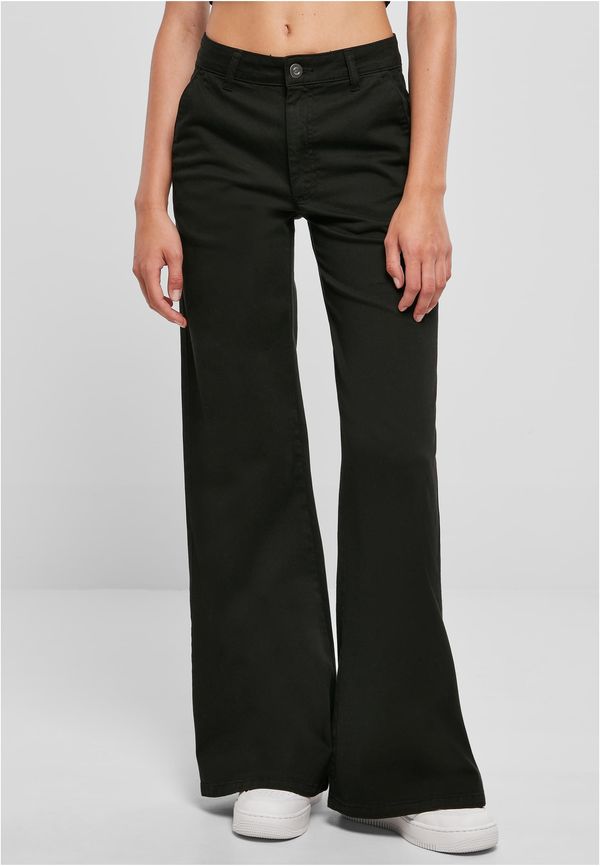 Urban Classics Women's high-waisted wide-leg chino trousers in black