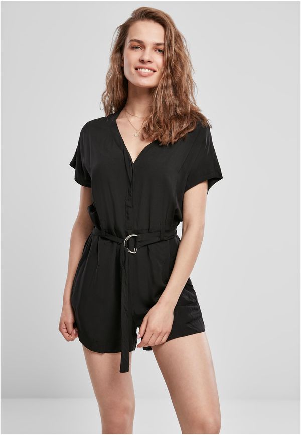 Urban Classics Women's jumpsuit with a short viscose belt in black