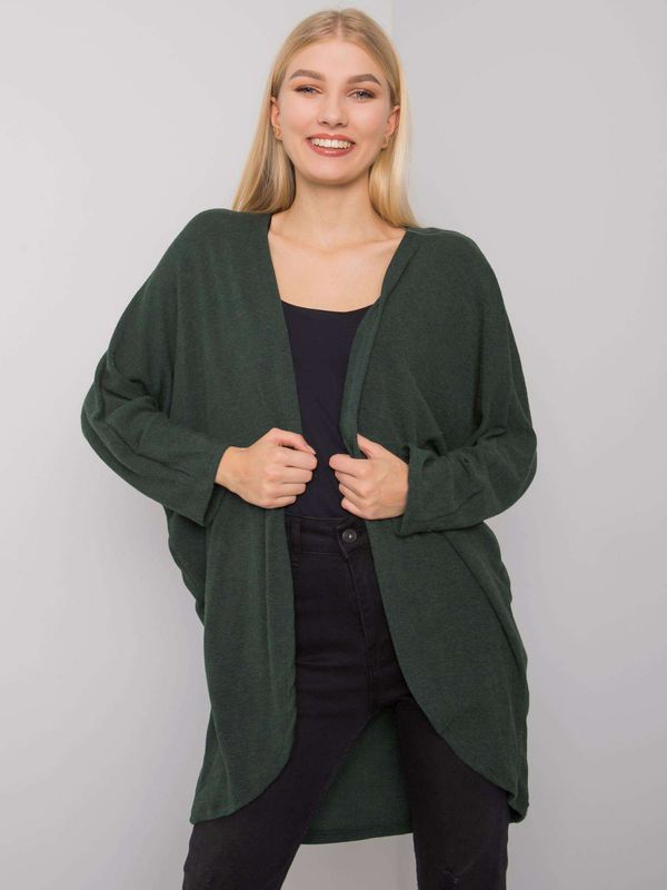 Fashionhunters Women's knitted cape of dark green color