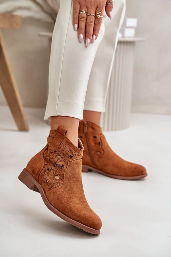 Kesi Women's lace boots with zipper Camel S.Barski