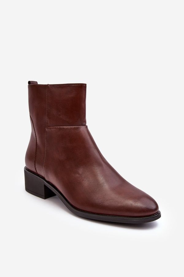 Kesi Women's leather boots with zipper brown Semotti
