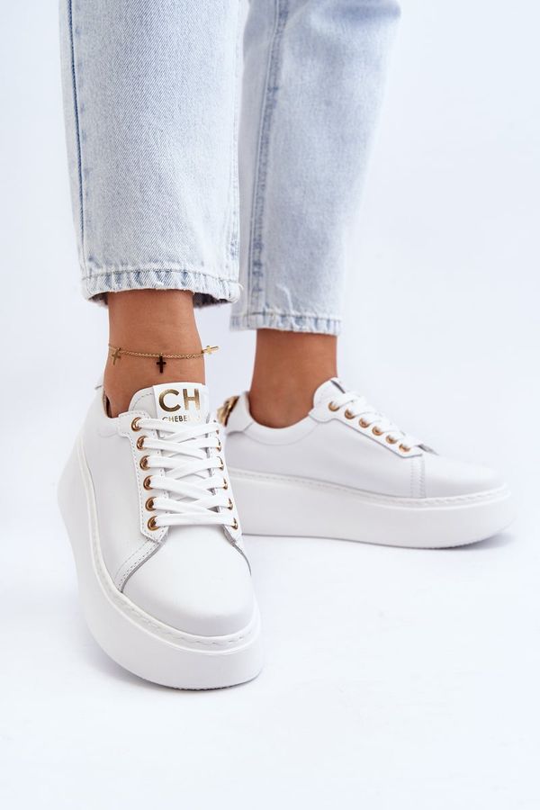CheBello Women's Leather Platform Sneakers CheBello 4367 White