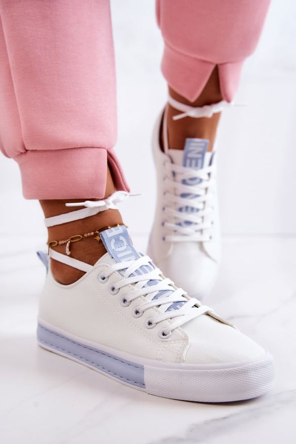 Kesi Women's leather sneakers white and blue Mikayla