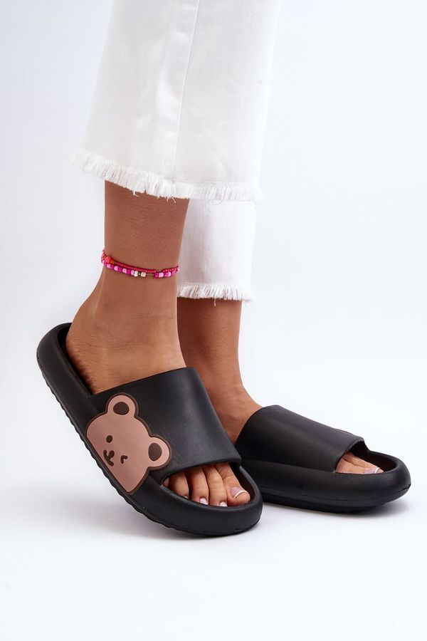 Kesi Women's lightweight foam slippers with a teddy bear motif Black Parisso