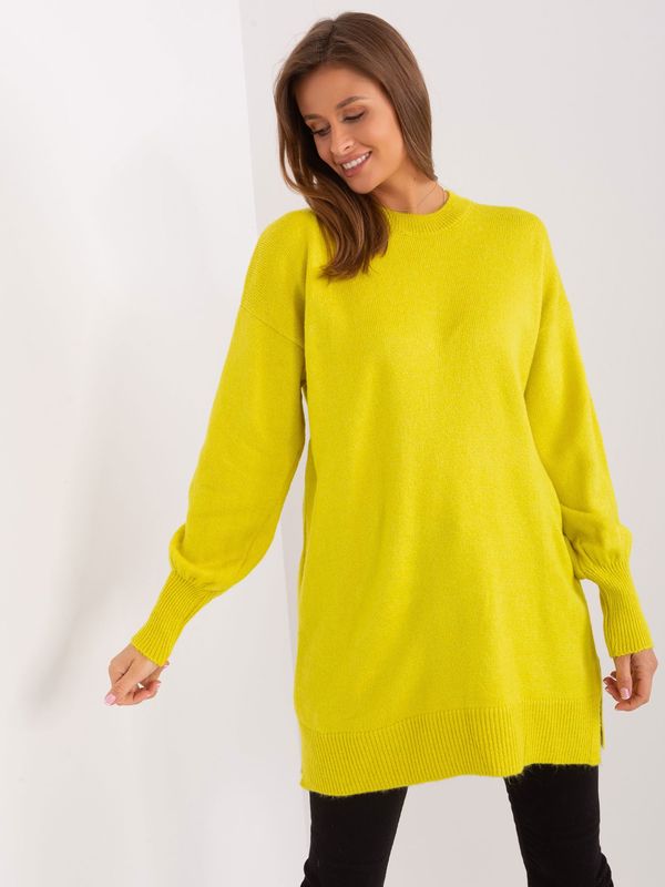 Fashionhunters Women's lime oversize sweater with long sleeves