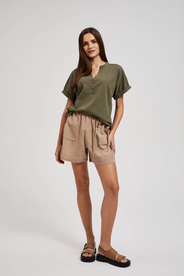 Moodo Women's linen shorts MOODO - light brown