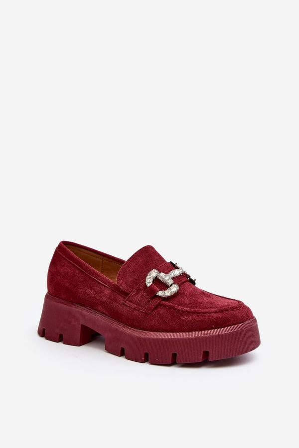 Kesi Women's loafers with embellishment, burgundy Ellise