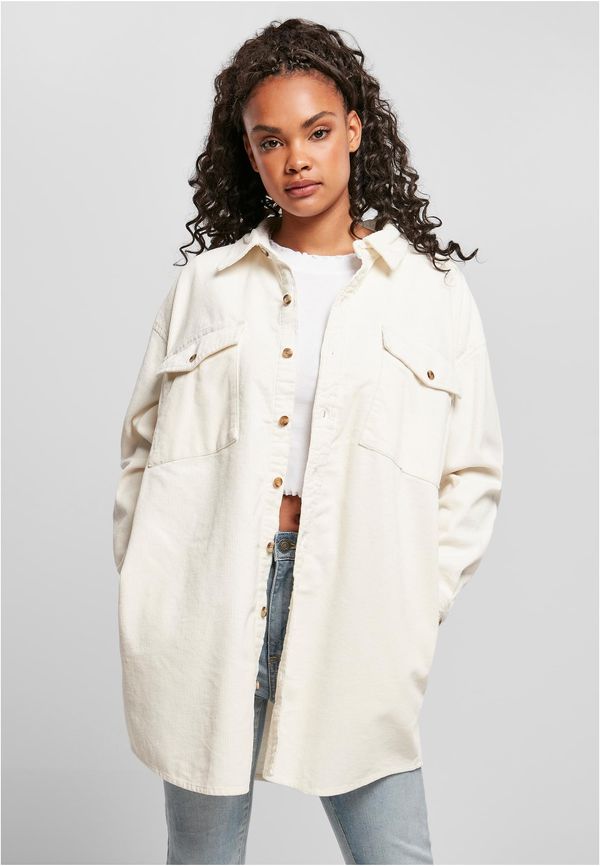 Urban Classics Women's long corduroy overshirt whitesand