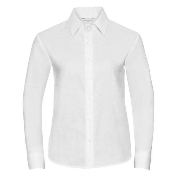 RUSSELL Women's Long Sleeve Shirt, Easy Care, Oxford R932F 70/30 130g/135g
