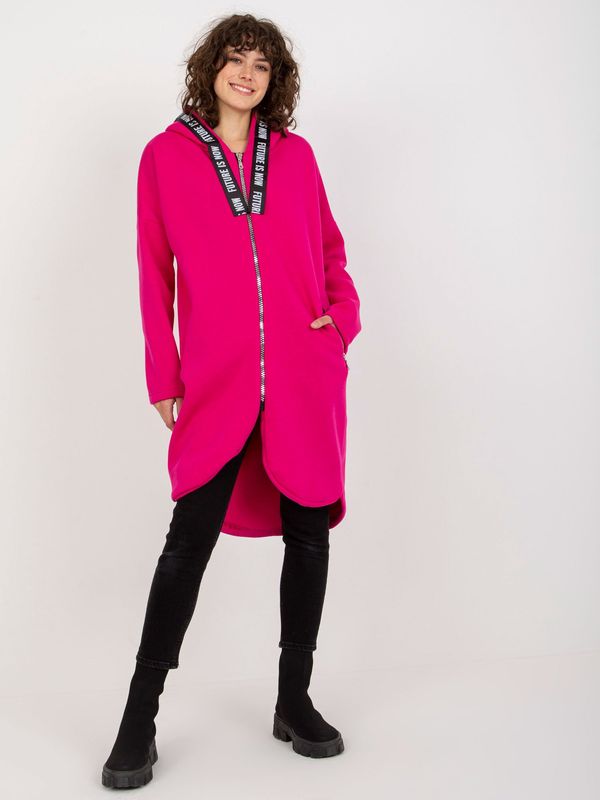 Fashionhunters Women's long sweatshirt with zipper - fuchsia