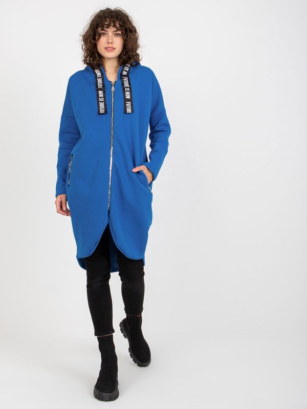 Fashionhunters Women's Long Zippered Hoodie - Blue