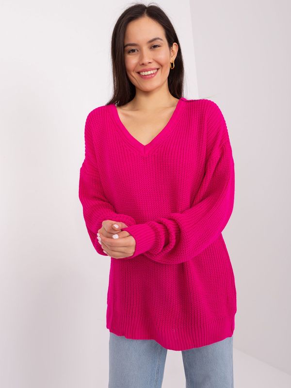 Fashionhunters Women's loose-fitting fuchsia sweater