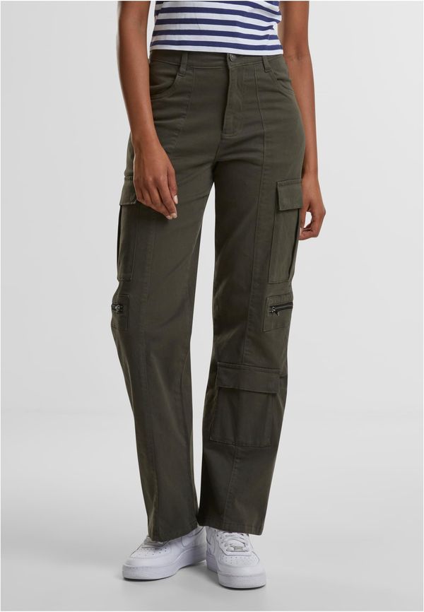 Urban Classics Women's Loose Utility Stretch Twill Olive Cargo Pants