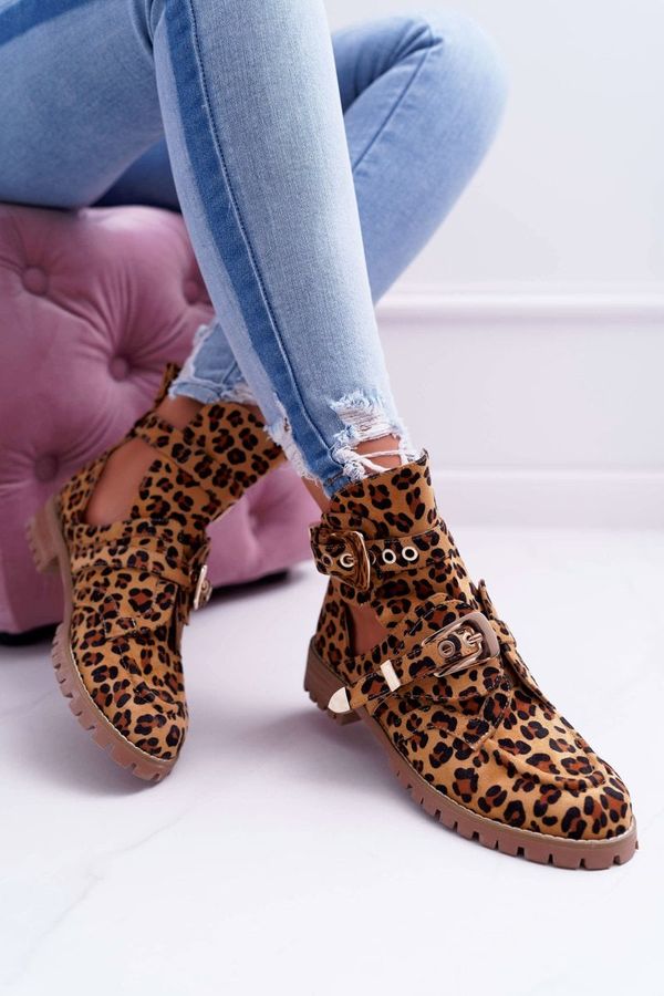 Kesi Women's Lu Boo Ankle Boots Suede Cutout Leopard Rock Girl