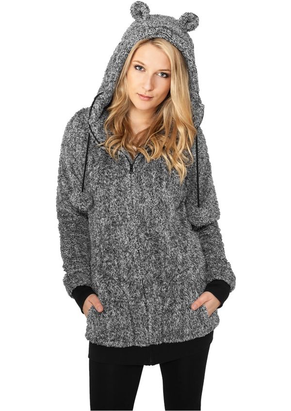 Urban Classics Women's Melange Teddy Zip Hoody blk/wht