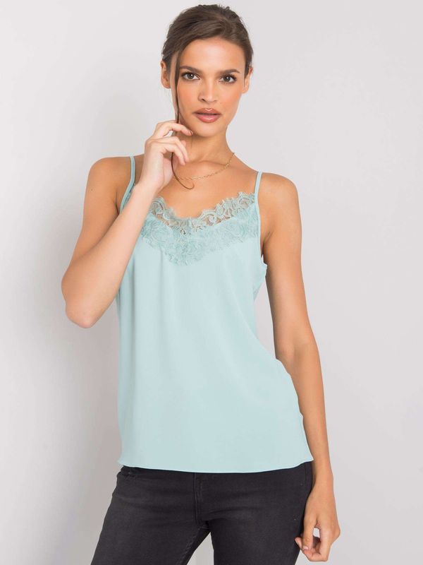 Fashionhunters Women's mint top with ribbons