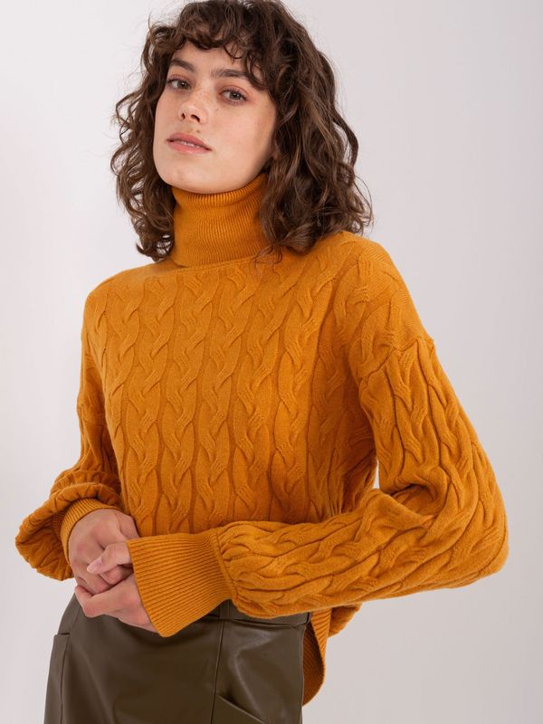 Fashionhunters Women's mustard knitted turtleneck