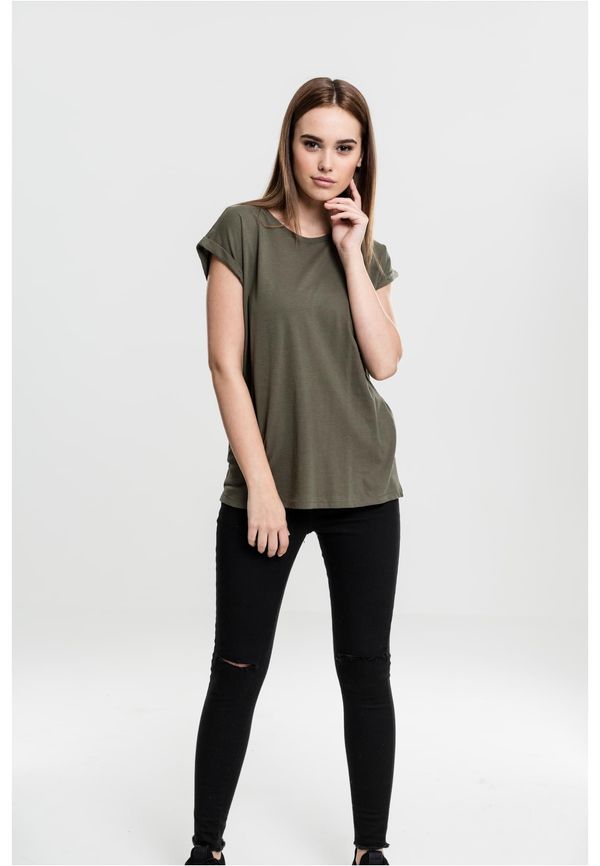 Urban Classics Women's olive T-shirt with extended shoulder