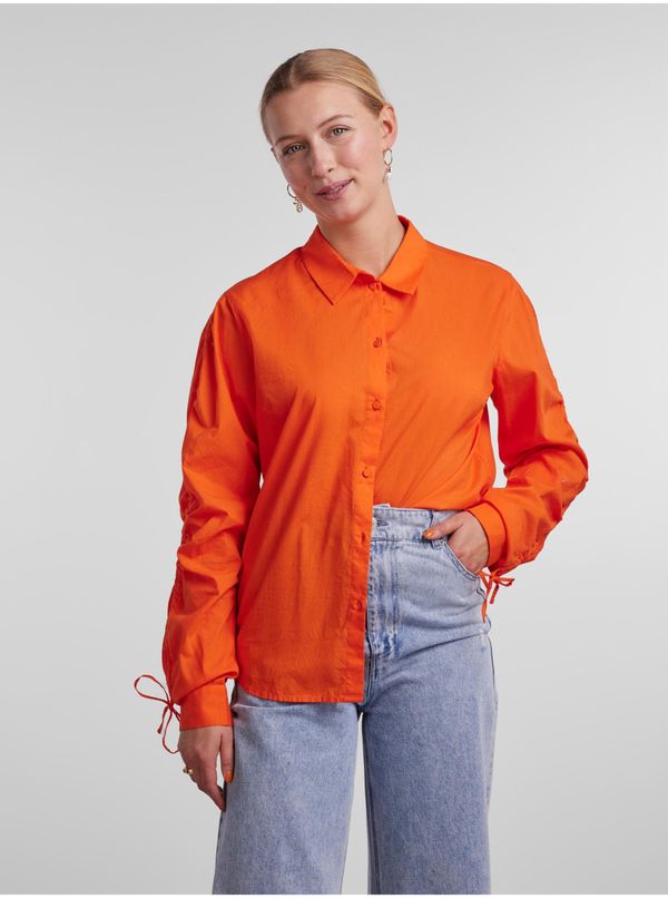 Pieces Women's Orange Shirt Pieces Brenna - Women