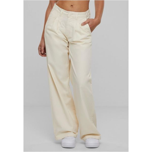 Urban Classics Women's Organic Pleated Trousers - Cream