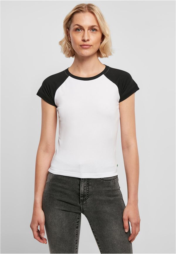 UC Ladies Women's Organic Stretch Short Retro Baseball T-Shirt White/Black
