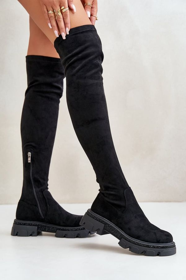 Kesi Women's over-the-knee boots made of eco-suede black Irithalla