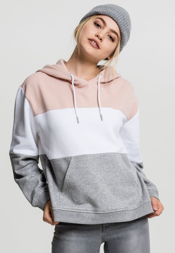 Urban Classics Women's Oversize 3-Tone Light Pink/White/Grey Hooded Oversize