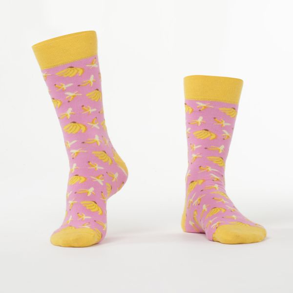 FASARDI Women's pink socks with bananas