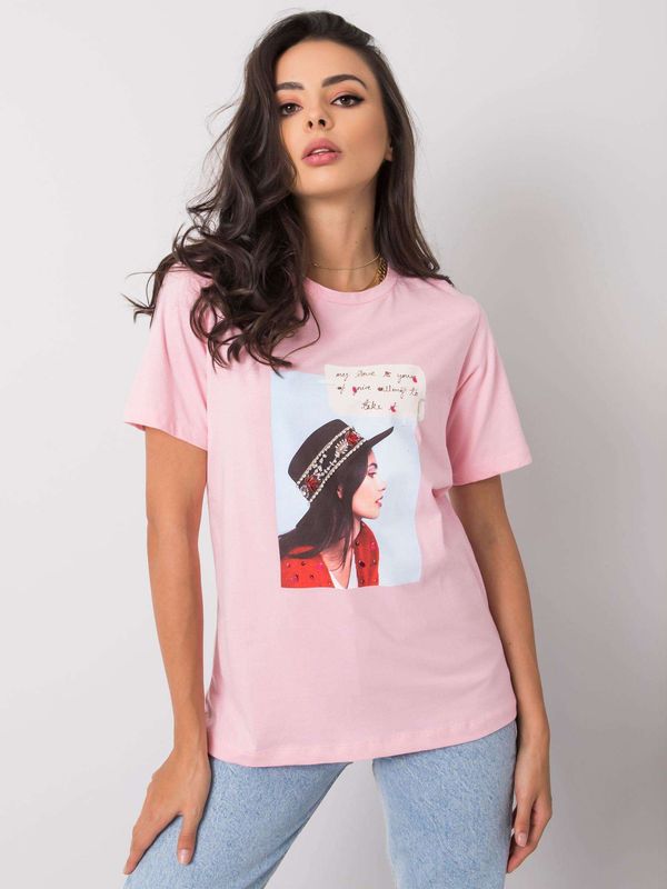 Fashionhunters Women's pink T-shirt with print