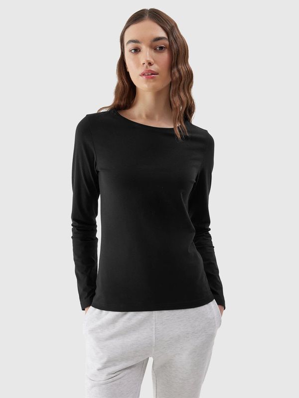 4F Women's Plain Long Sleeve T-Shirt 4F - Black