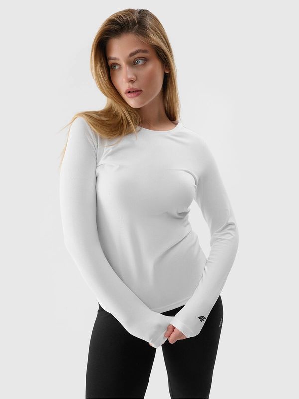 4F Women's Plain Long Sleeves T-Shirt 4F - White