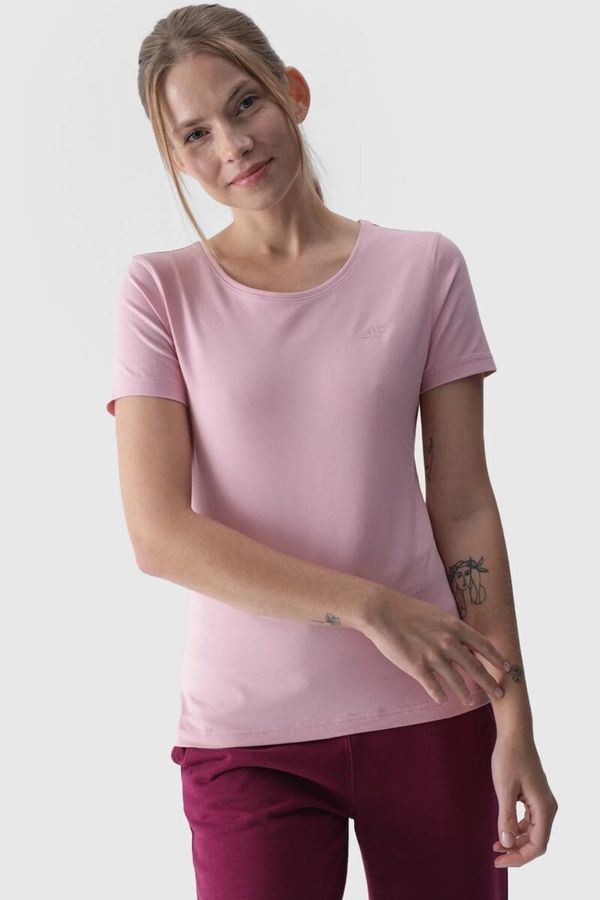 4F Women's Plain T-Shirt With Logo Pink 4F 4FWMM00TTS