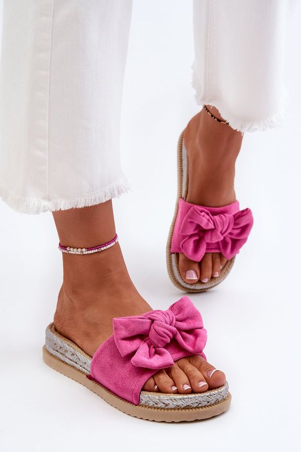 Kesi Women's platform slippers with a bow Fuchsia Aflia
