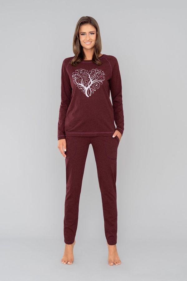 Italian Fashion Women's pyjamas Hosta long sleeves, long trousers - burgundy