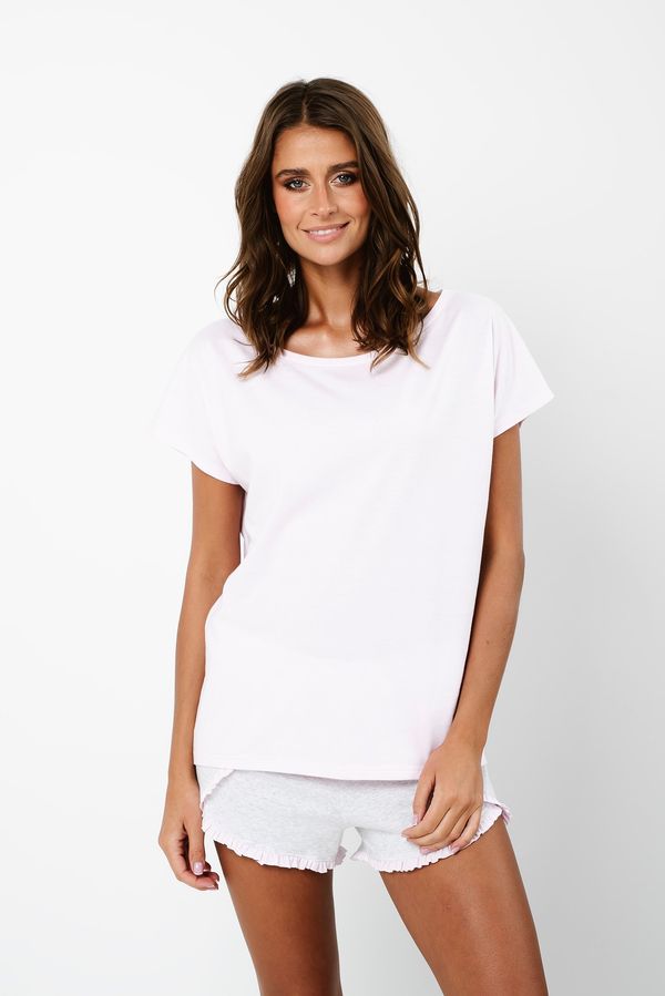 Italian Fashion Women's pyjamas Ikaria, short sleeves, shorts - light pink/light melange