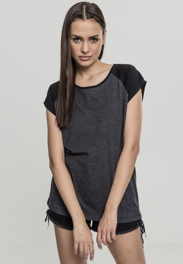 Urban Classics Women's raglan T-shirt with contrasting charcoal/black