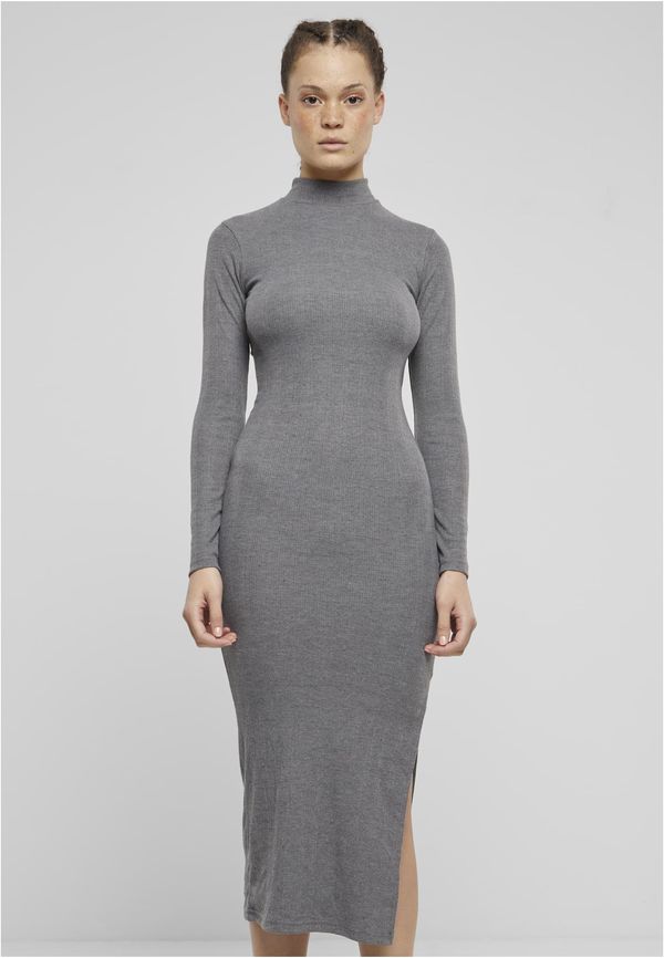 Urban Classics Women's ribbed turtleneck dress gray